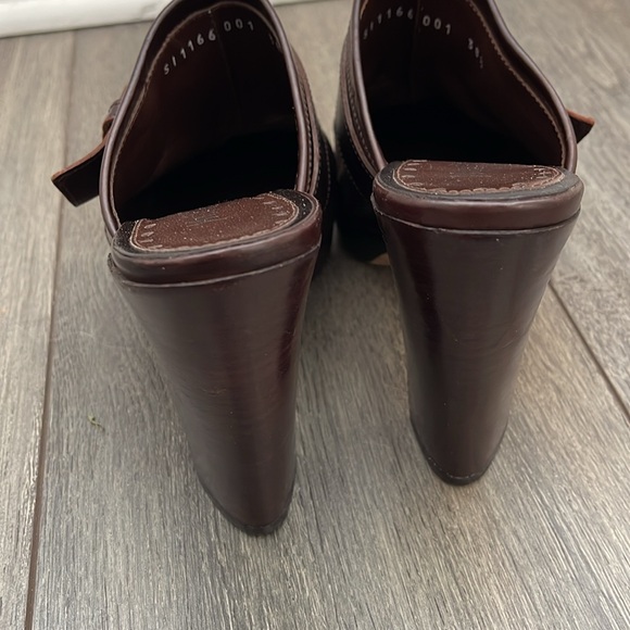 Vintage Y2k Yves Saint Laurent Brown Leather Pointed Mules with Silver Buckle - Picture 5 of 11